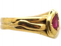 Victorian 18ct Gold Snake Ring set with Two Pear Shaped Rubies