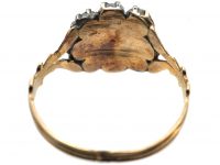 Georgian 9ct Gold & Silver, Emerald & Diamond Cluster Ring