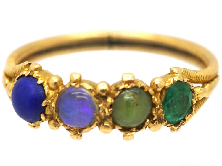 Georgian 15ct Gold Acrostic Ring that Spells Love