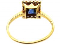 Early 20th Century 18ct Gold & Platinum, Sapphire & Diamond Rectangular Ring