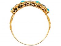 Victorian 15ct Gold, Turquoise & Diamond Seven Stone Ring