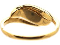 Edwardian 18ct Gold Crossover Ring set with Natural Pearls & Green Garnets