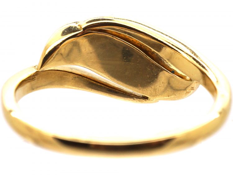 Edwardian 18ct Gold Crossover Ring set with Natural Pearls & Green Garnets