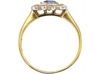 Edwardian 18ct Gold & Platinum, Sapphire & Diamond Square Ring