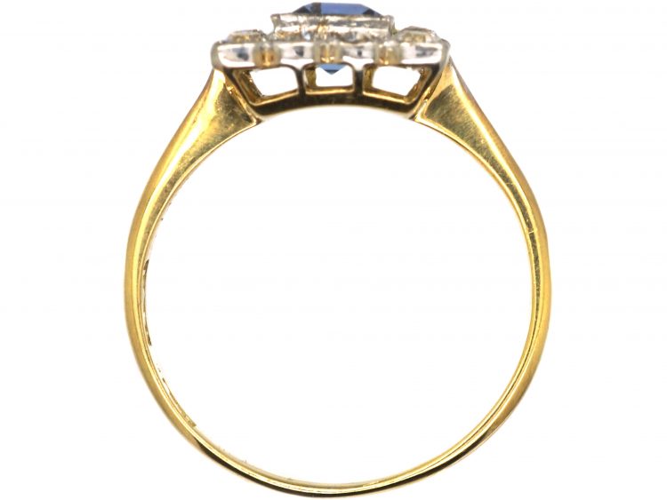 Edwardian 18ct Gold & Platinum, Sapphire & Diamond Square Ring