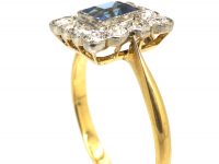 Edwardian 18ct Gold & Platinum, Sapphire & Diamond Square Ring