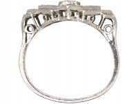 Art Deco Platinum Geometric Diamond Shaped Ring set with Diamonds