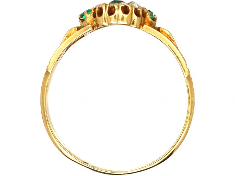 Victorian 18ct Gold, Emerald & Diamond Cluster Ring