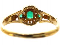 Victorian 18ct Gold, Emerald & Diamond Cluster Ring