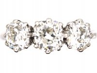 Early 20th Century Platinum, Three Stone Diamond Ring