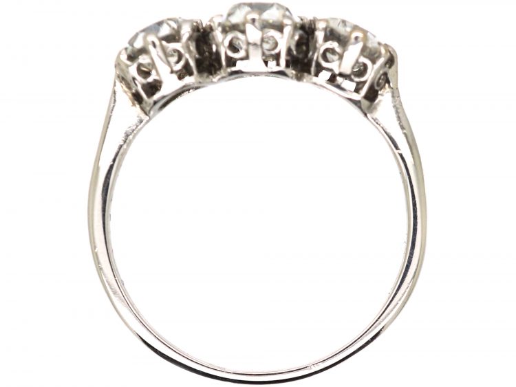 Early 20th Century Platinum, Three Stone Diamond Ring