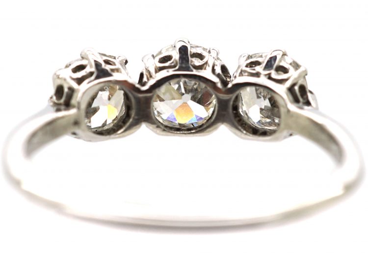 Early 20th Century Platinum, Three Stone Diamond Ring