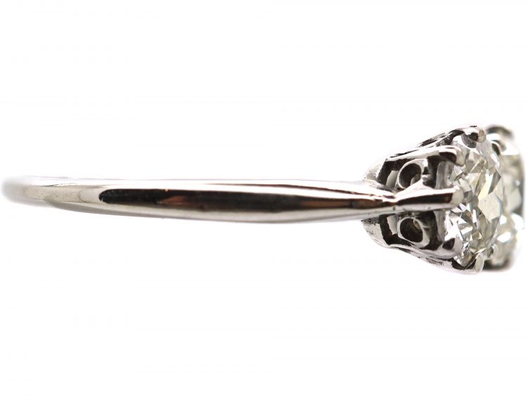 Early 20th Century Platinum, Three Stone Diamond Ring