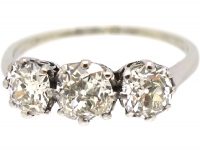Early 20th Century Platinum, Three Stone Diamond Ring