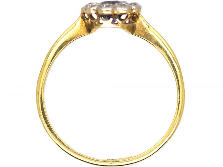 Edwardian 18ct Gold & Platinum, Sapphire & Diamond Cluster Ring