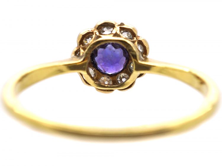 Edwardian 18ct Gold & Platinum, Sapphire & Diamond Cluster Ring