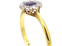 Edwardian 18ct Gold & Platinum, Sapphire & Diamond Cluster Ring