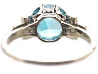 Art Deco Platinum Ring set with a Zircon with Stepped Diamond set Shoulders