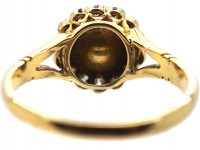 Edwardian 18ct Gold Cluster Ring set with a Natural Pearl & Diamonds