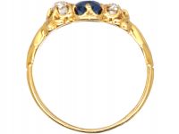 Edwardian 18ct Gold, Sapphire & Diamond Three Stone Ring
