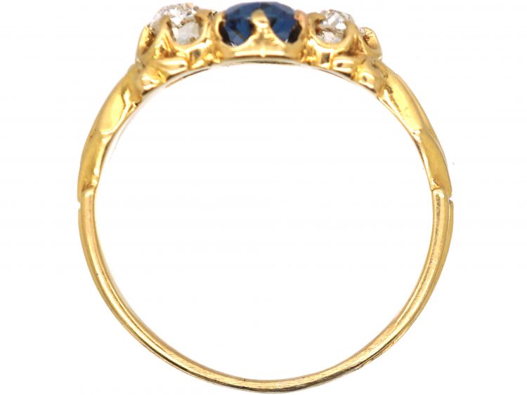Edwardian 18ct Gold, Sapphire & Diamond Three Stone Ring