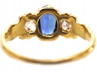 Edwardian 18ct Gold, Sapphire & Diamond Three Stone Ring