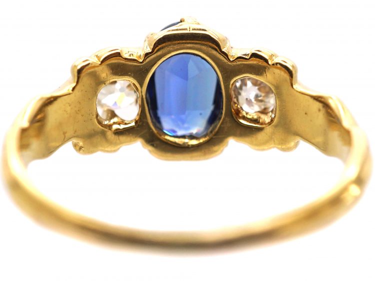 Edwardian 18ct Gold, Sapphire & Diamond Three Stone Ring