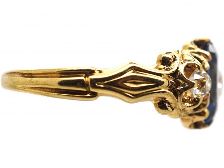 Edwardian 18ct Gold, Sapphire & Diamond Three Stone Ring