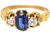Edwardian 18ct Gold, Sapphire & Diamond Three Stone Ring