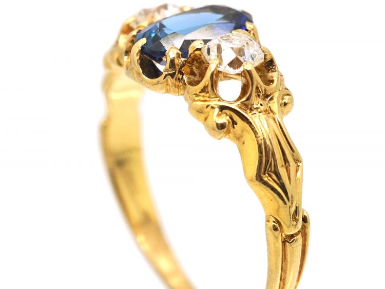 Edwardian 18ct Gold, Sapphire & Diamond Three Stone Ring