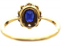 Edwardian 18ct Gold & Platinum, Sapphire & Diamond Oval Cluster Ring