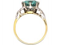 Art Deco 18ct Gold & Platinum, Zircon & Diamond Ring