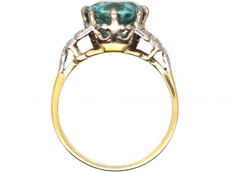 Art Deco 18ct Gold & Platinum, Zircon & Diamond Ring