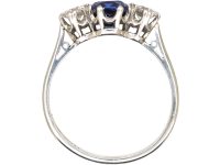 Early 20th Century Platinum, Sapphire & Diamond Three Stone Ring