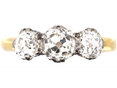 Edwardian 18ct Gold & Platinum, Three Stone Diamond Ring