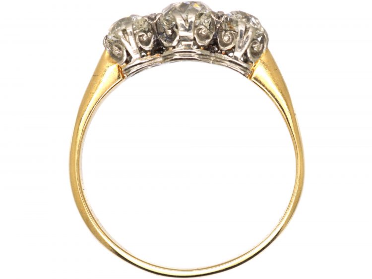 Edwardian 18ct Gold & Platinum, Three Stone Diamond Ring