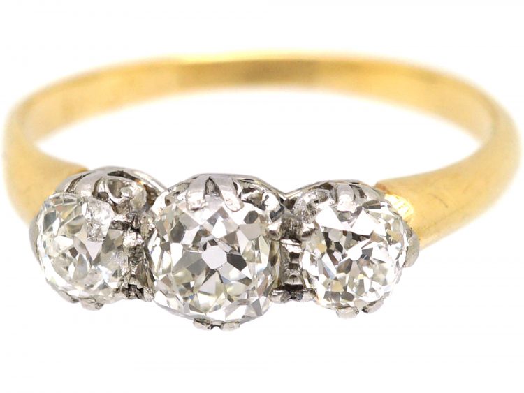 Edwardian 18ct Gold & Platinum, Three Stone Diamond Ring