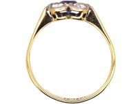Edwardian 18ct Gold & Platinum, Sapphire & Diamond Flower Cluster Ring