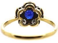 Edwardian 18ct Gold & Platinum, Sapphire & Diamond Flower Cluster Ring