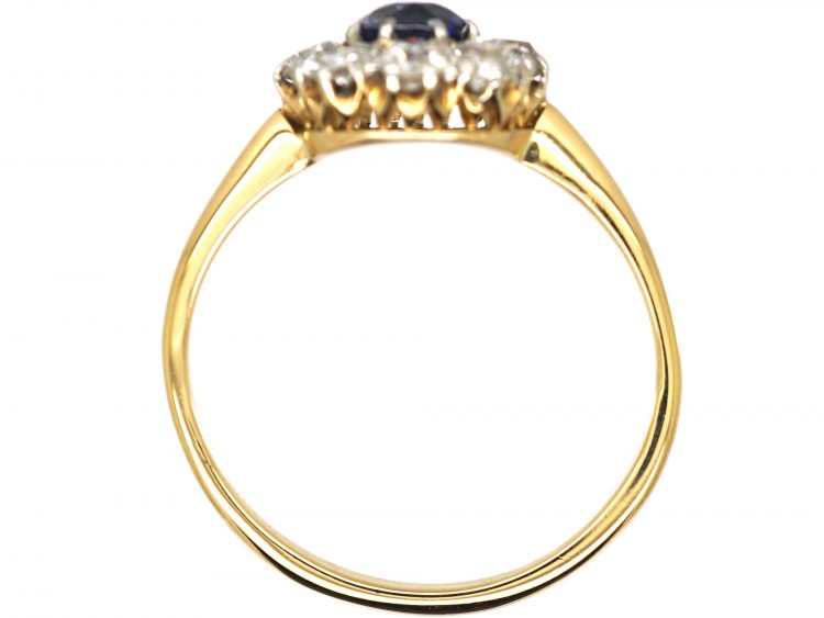 Edwardian 18ct Gold & Platinum, Sapphire & Diamond Cluster Ring