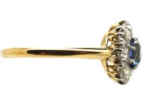 Edwardian 18ct Gold & Platinum, Sapphire & Diamond Cluster Ring
