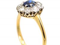 Edwardian 18ct Gold & Platinum, Sapphire & Diamond Cluster Ring