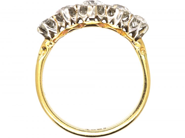 Edwardian 18ct Gold & Platinum, Five Stone Diamond Ring