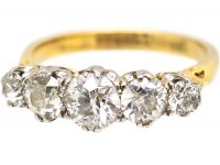 Edwardian 18ct Gold & Platinum, Five Stone Diamond Ring