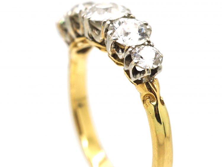 Edwardian 18ct Gold & Platinum, Five Stone Diamond Ring