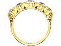 Victorian 18ct Gold, Carved Half Hoop Five Stone Diamond Ring