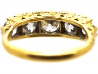Victorian 18ct Gold, Carved Half Hoop Five Stone Diamond Ring