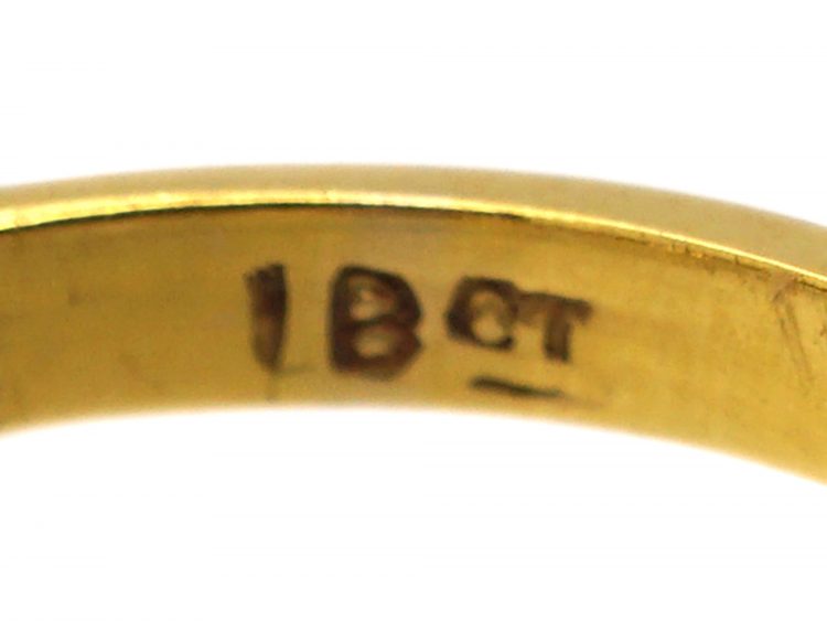 Victorian 18ct Gold, Carved Half Hoop Five Stone Diamond Ring
