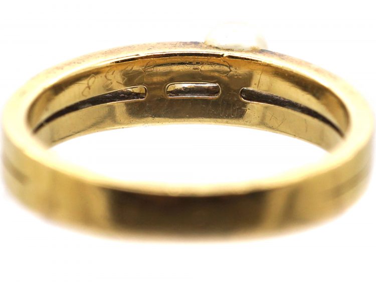 Early 20th Century 18ct Gold Ring set with Turquoise, Rose Diamonds & Natural Pearls