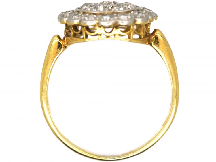 Edwardian 18ct Gold & Platinum, Diamond Cluster Target Ring